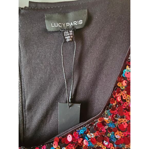 Lucy Paris rainbow color sequins Party Starter mini Dress sz medium new $128 - Picture 5 of 8